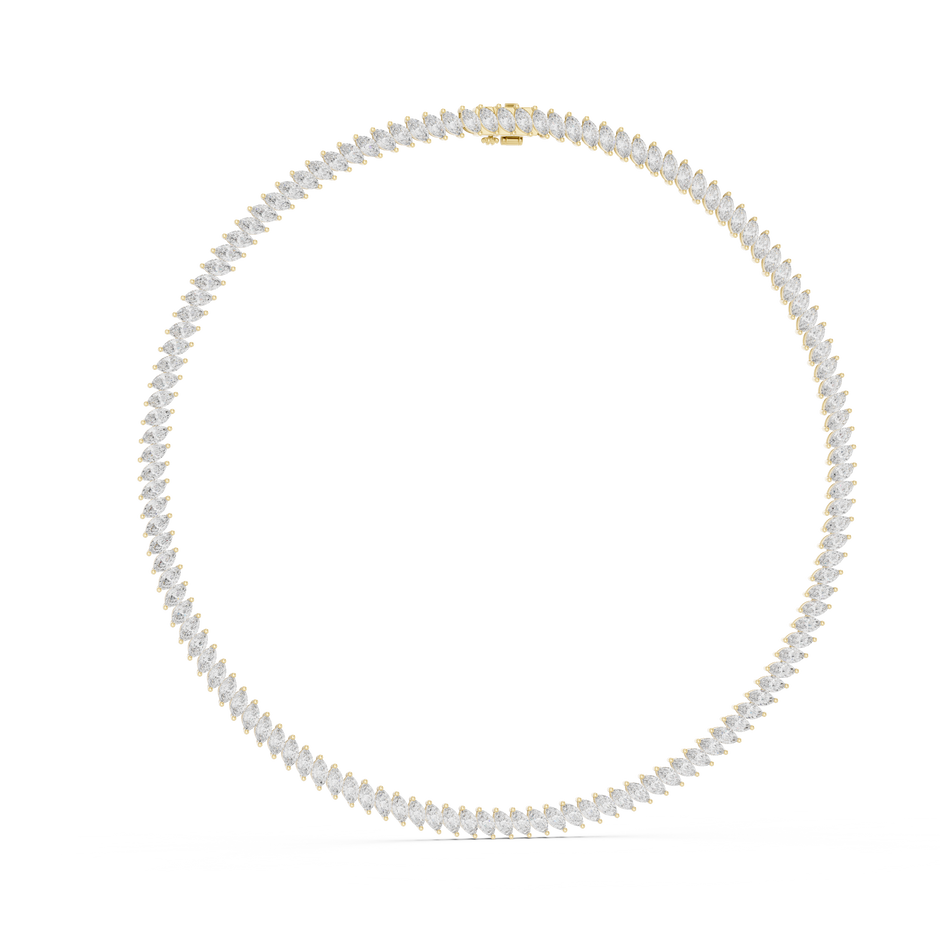 Graduated Angled Marquise Cut Lab Grown Diamond Tennis Necklace