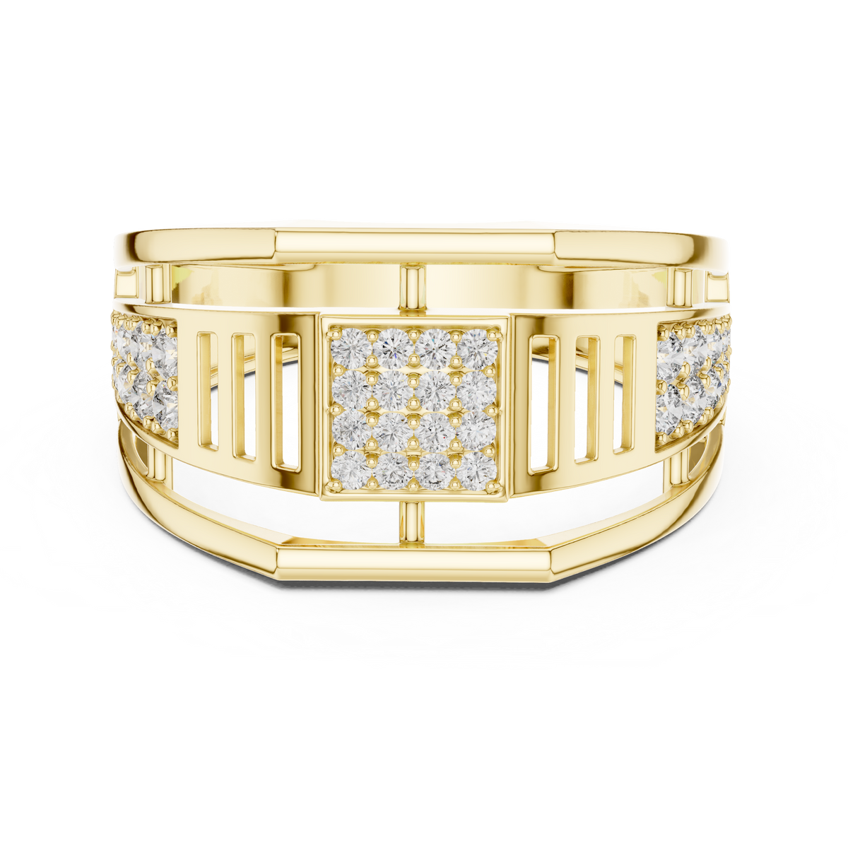 The Imperial Geometric Square Center Openwork Lab Grown Diamond Ring.