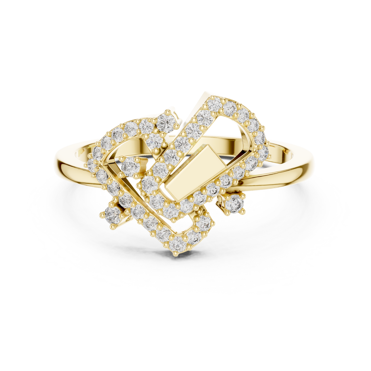 Interlocking Geometric Pave Lab Grown Diamond Ring
