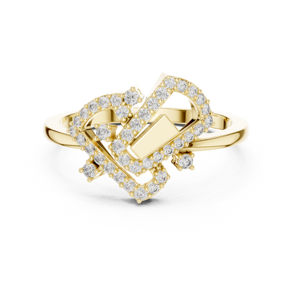 Interlocking Geometric Pave Lab Grown Diamond Ring