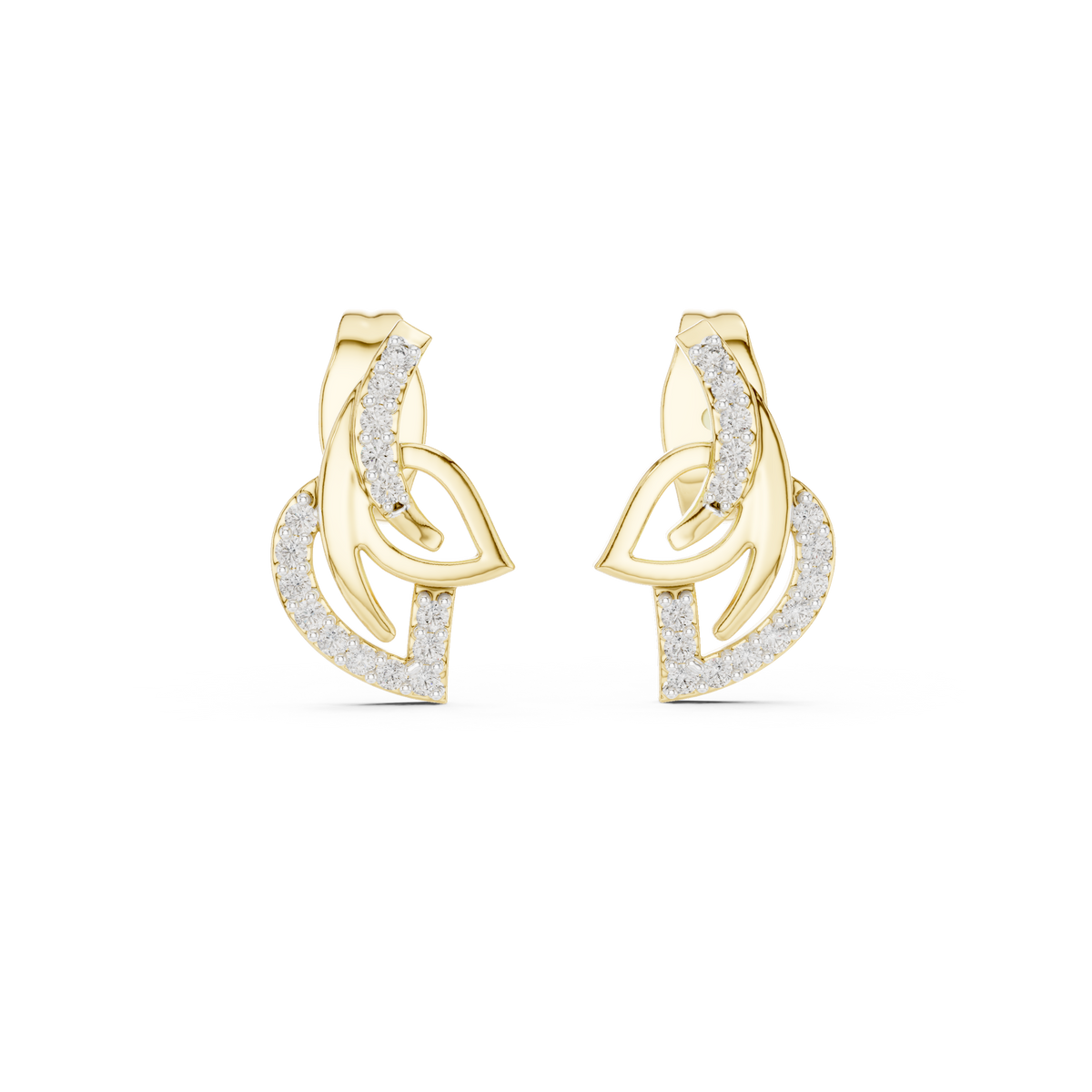 Round Pave Set Abstract Loop Lab Grown Diamond Earrings
