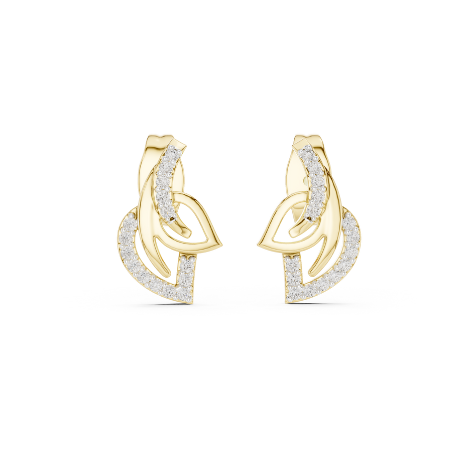 Round Pave Set Abstract Loop Lab Grown Diamond Earrings