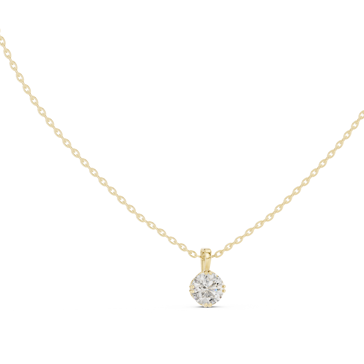 Round Lab Grown Diamond Solitaire Drop Pendant with Tapered Bail