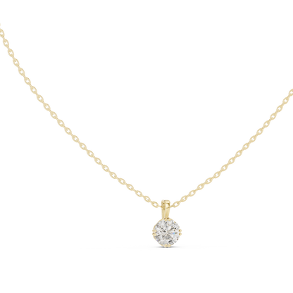 Round Lab Grown Diamond Solitaire Drop Pendant with Tapered Bail