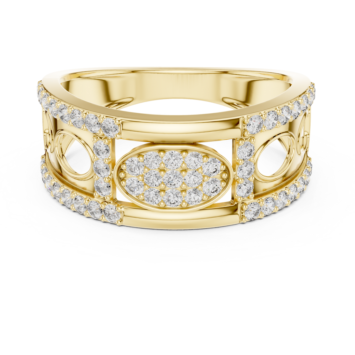 The Imperial Oval Center Pave Openwork Circle Shoulder Lab Grown Diamond Ring