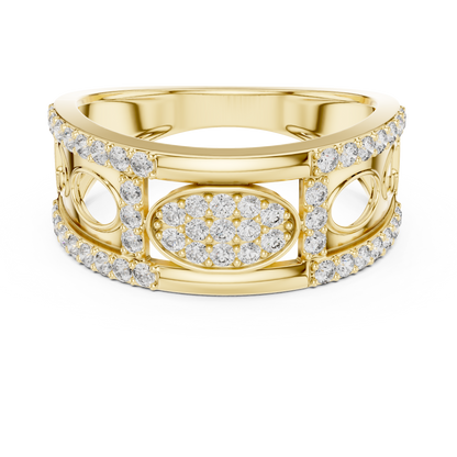 The Imperial Oval Center Pave Openwork Circle Shoulder Lab Grown Diamond Ring