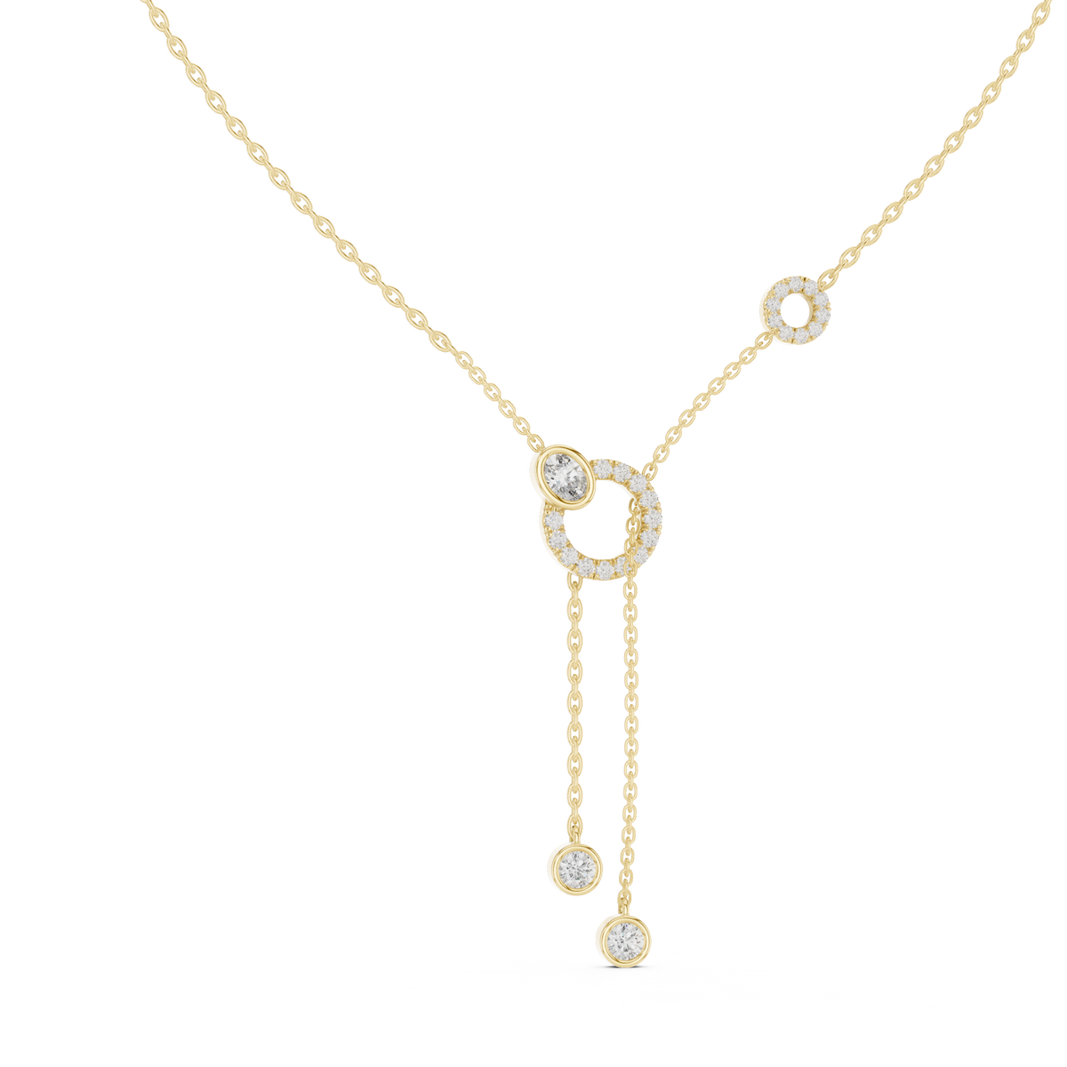 The Imperial Pave Circle & Bezel Station Lariat Lab Grown Diamond Pendant.