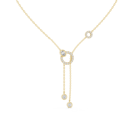 The Imperial Pave Circle & Bezel Station Lariat Lab Grown Diamond Pendant.