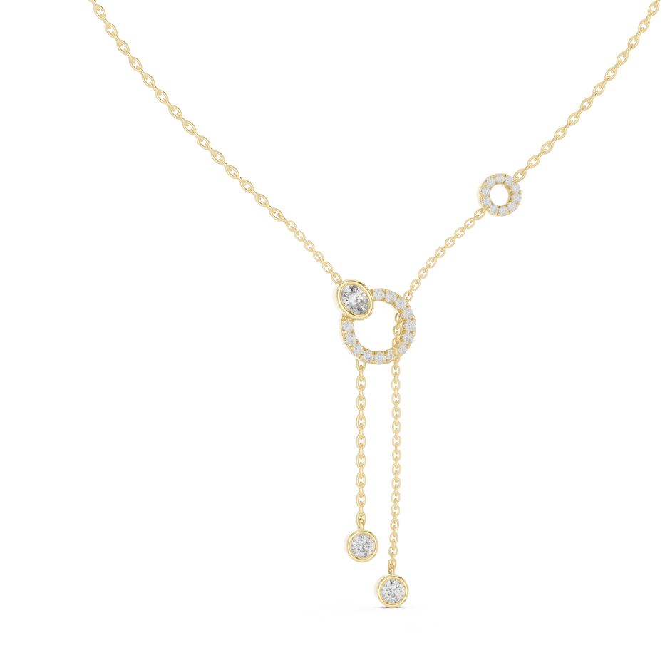 The Imperial Pave Circle & Bezel Station Lariat Lab Grown Diamond Pendant.