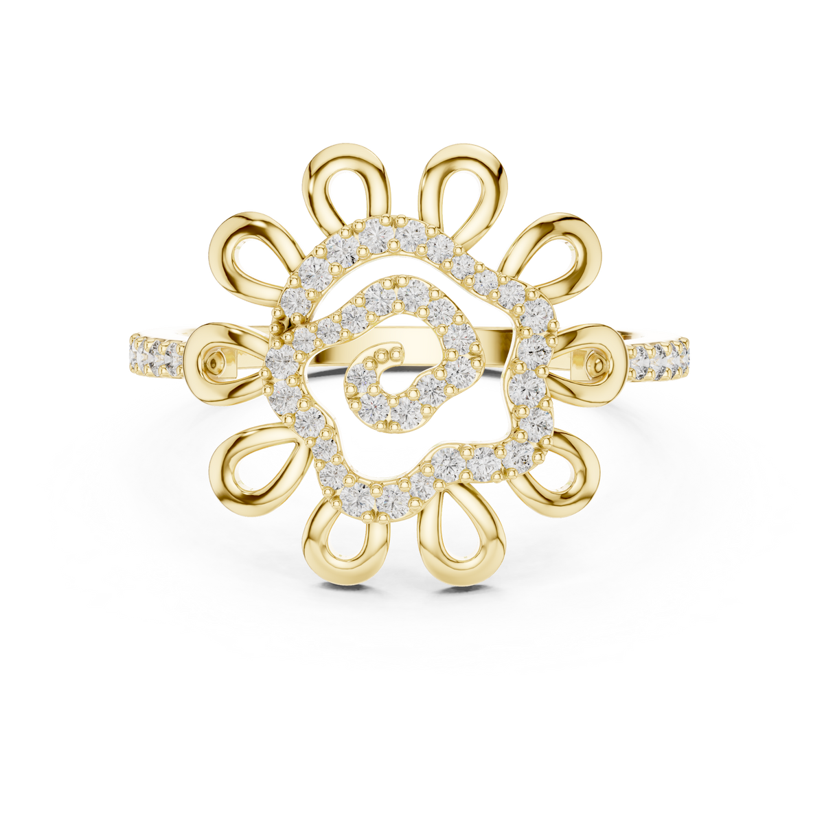 Radiating Floral Pave Lab Grown Diamond Statement Ring