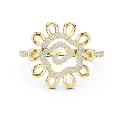Radiating Floral Pave Lab Grown Diamond Statement Ring