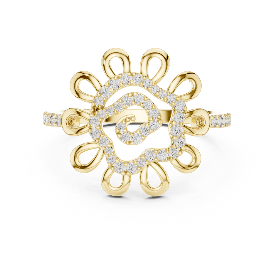 Radiating Floral Pave Lab Grown Diamond Statement Ring