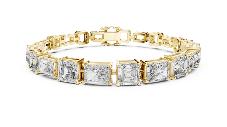 Asscher & Radiant Cut Lab Grown Diamond Box Setting Tennis Bracelet.