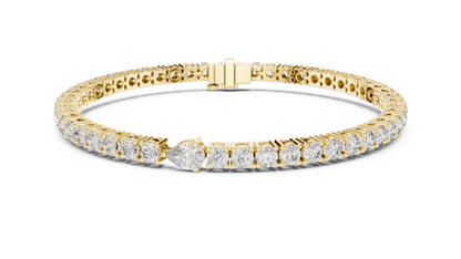 The Tear-Drop Focal Round Lab Grown Diamond Tennis Bracelet.