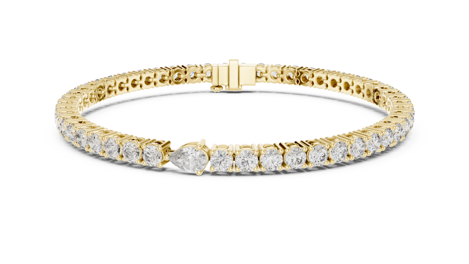 The Tear-Drop Focal Round Lab Grown Diamond Tennis Bracelet.