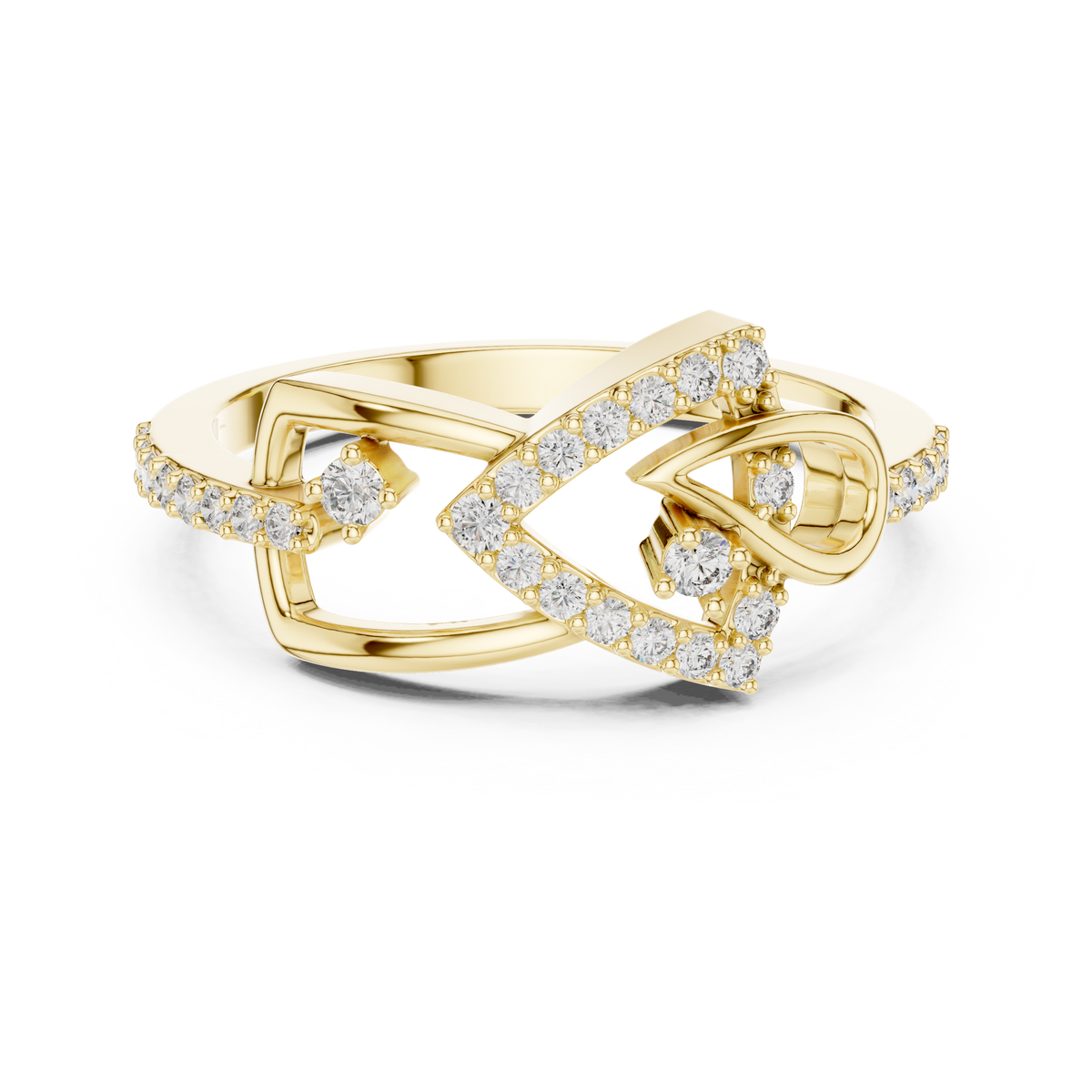 Geometric Triangle Teardrop Pave Lab Grown Diamond Ring