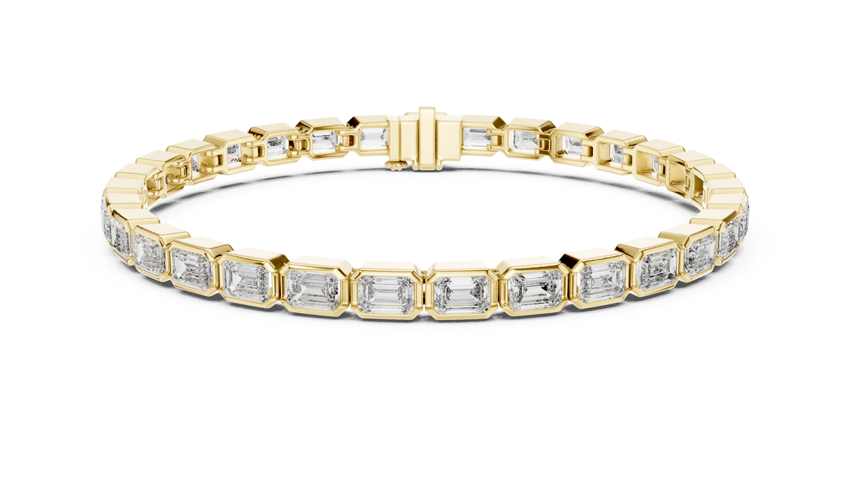 The Bezel Set Emerald-Cut Lab Grown Diamond Tennis Bracelet