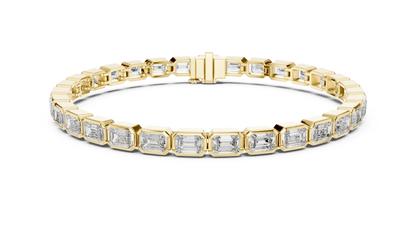 The Bezel Set Emerald-Cut Lab Grown Diamond Tennis Bracelet