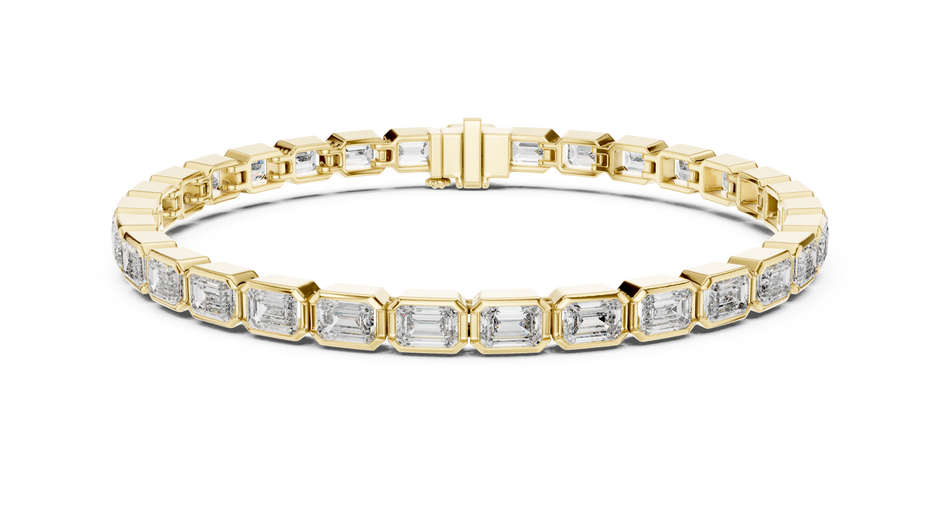 The Bezel Set Emerald-Cut Lab Grown Diamond Tennis Bracelet