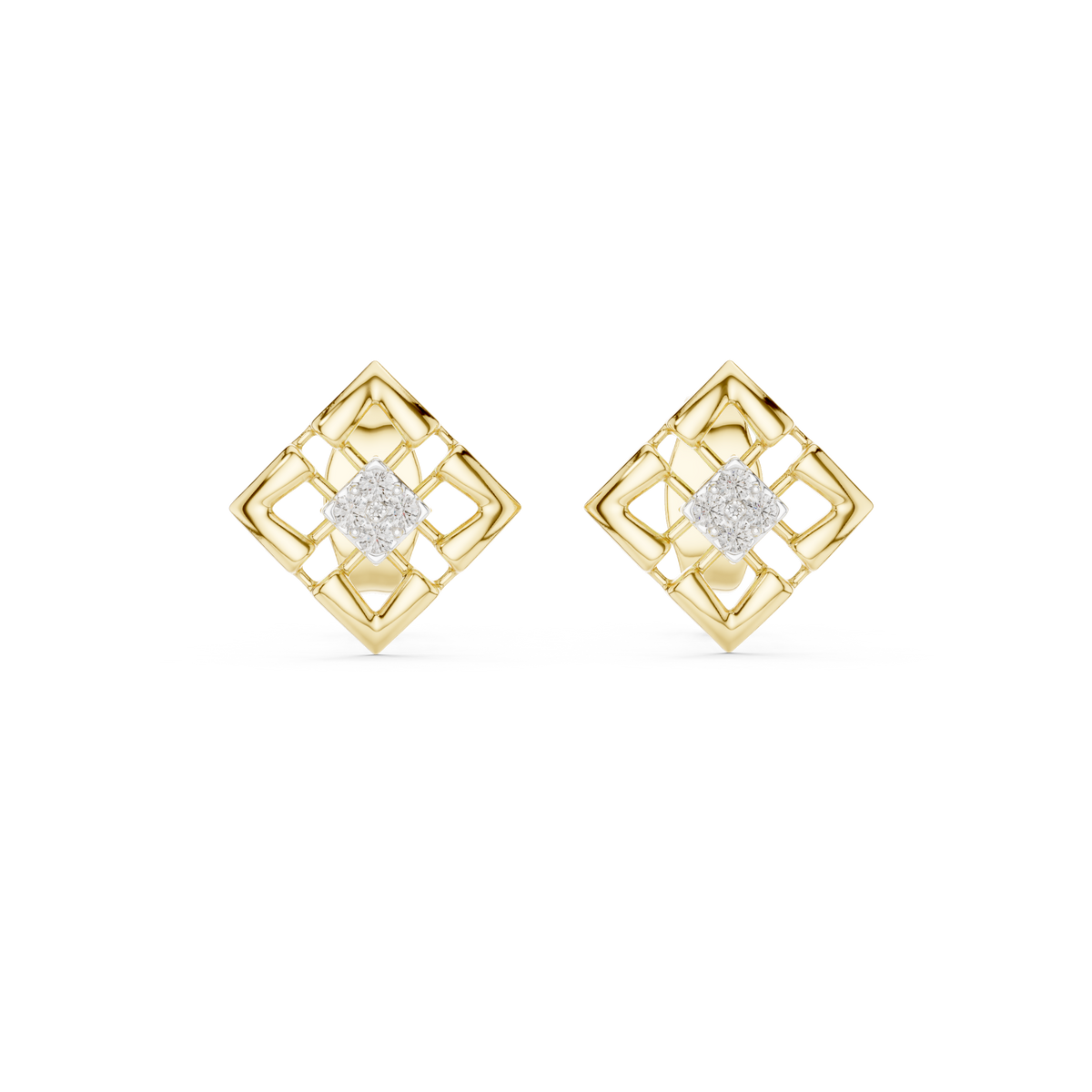 Round Cut Cluster Geometric Diamond Earring