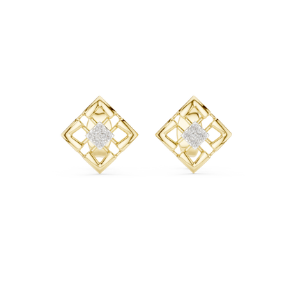 Round Cut Cluster Geometric Diamond Earring