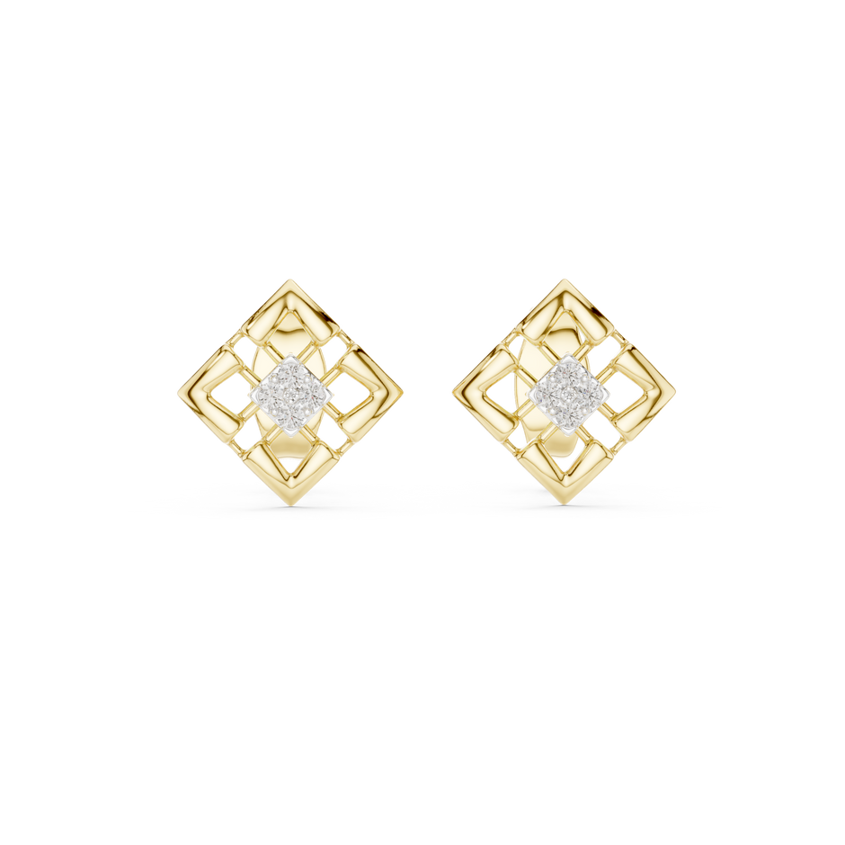 Round Cut Cluster Geometric Diamond Earring