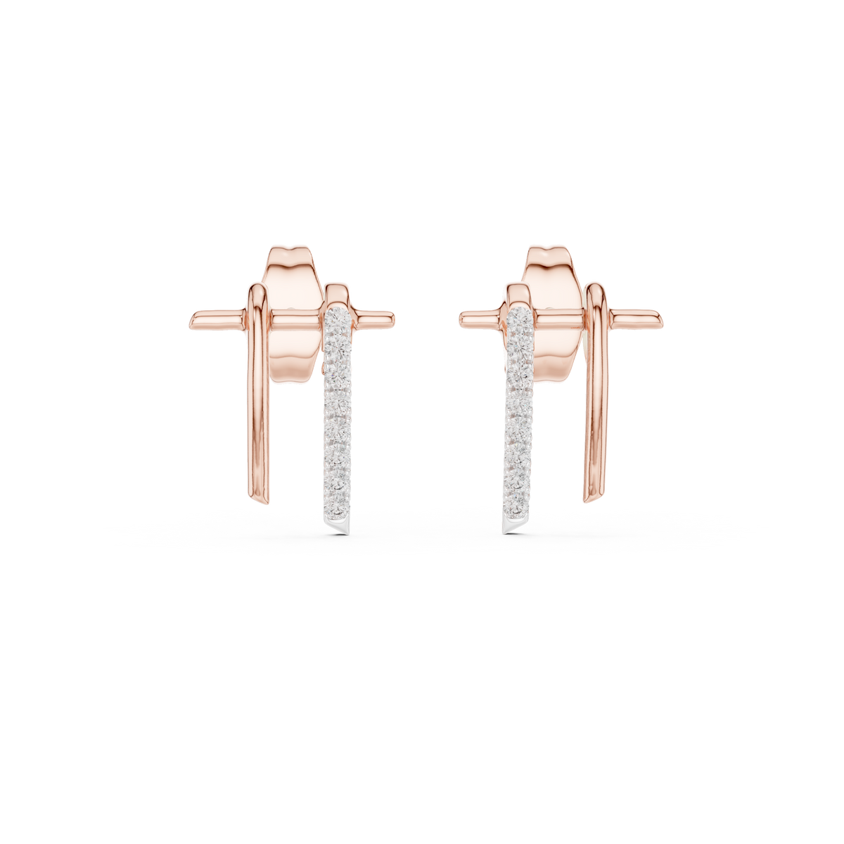 Round Pave Lab Grown Diamond Bar Earring