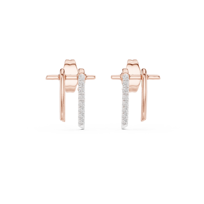 Round Pave Lab Grown Diamond Bar Earring