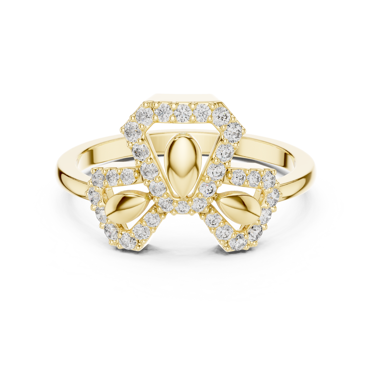Hexagonal Floral Pave Lab Grown Diamond Ring