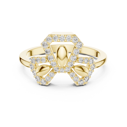 Hexagonal Floral Pave Lab Grown Diamond Ring