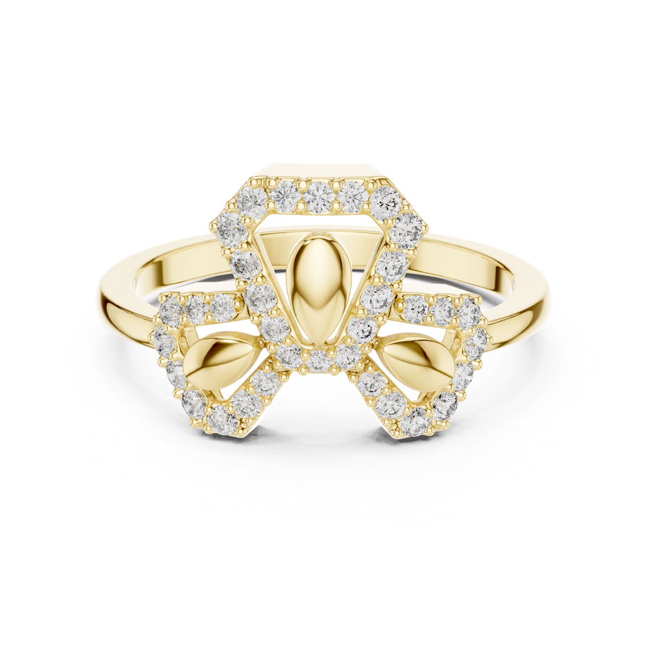 Hexagonal Floral Pave Lab Grown Diamond Ring