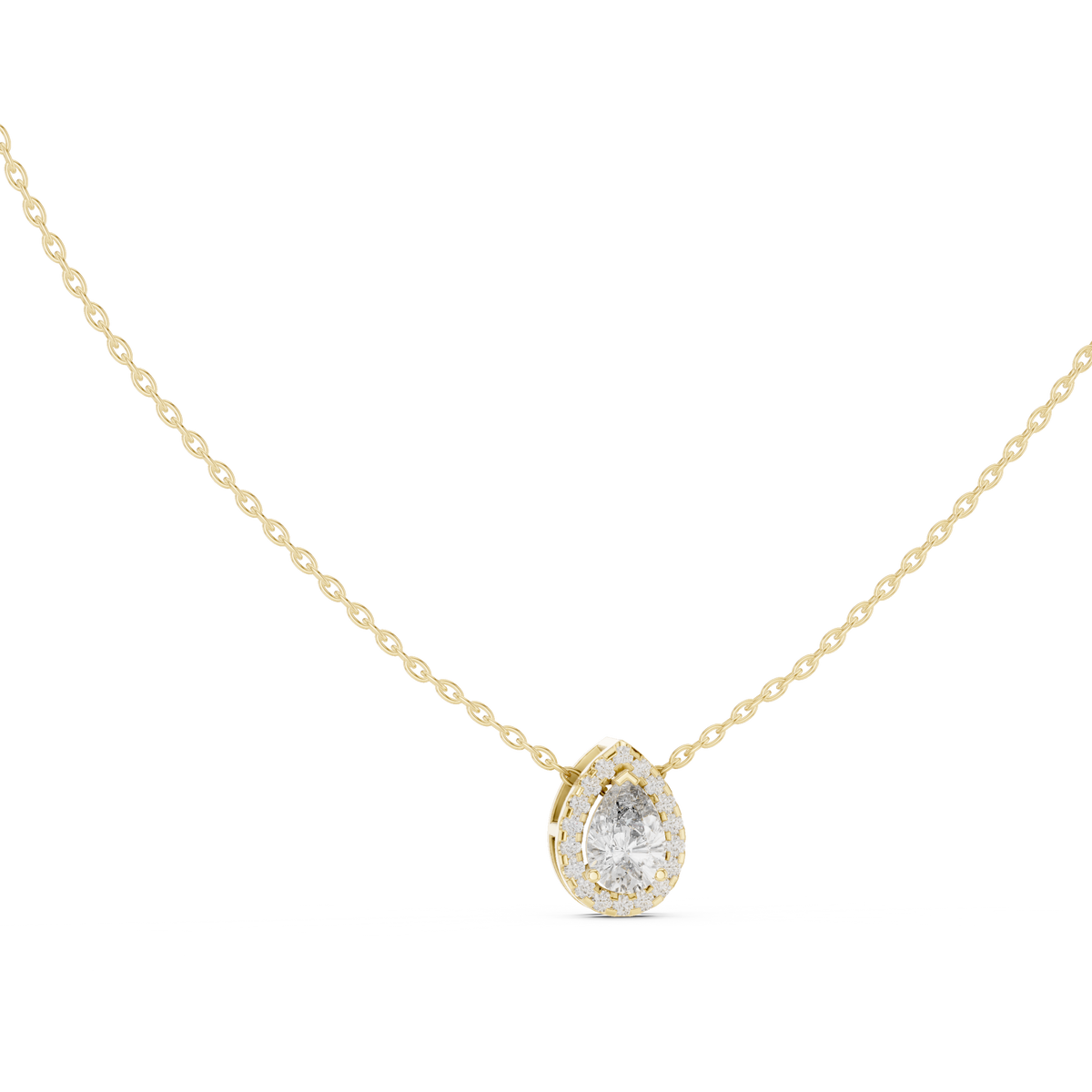 Pear Cut Lab Grown Diamond Solitaire Halo Pendant