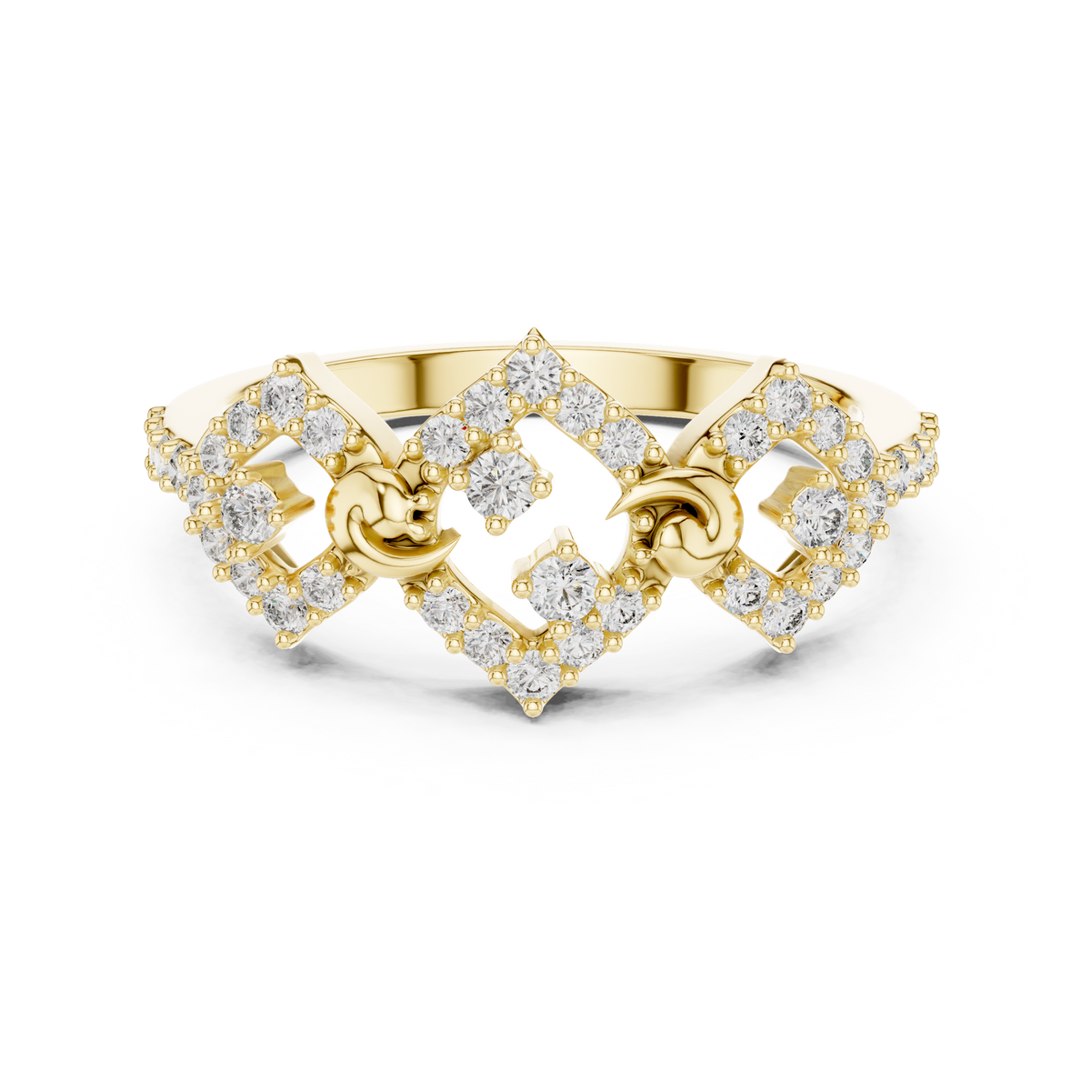 Triple Geometric Cluster Pave Lab Grown Diamond Ring