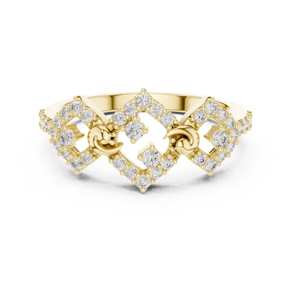 Triple Geometric Cluster Pave Lab Grown Diamond Ring