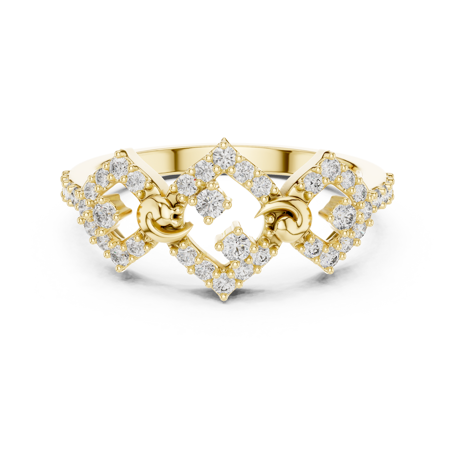 Triple Geometric Cluster Pave Lab Grown Diamond Ring