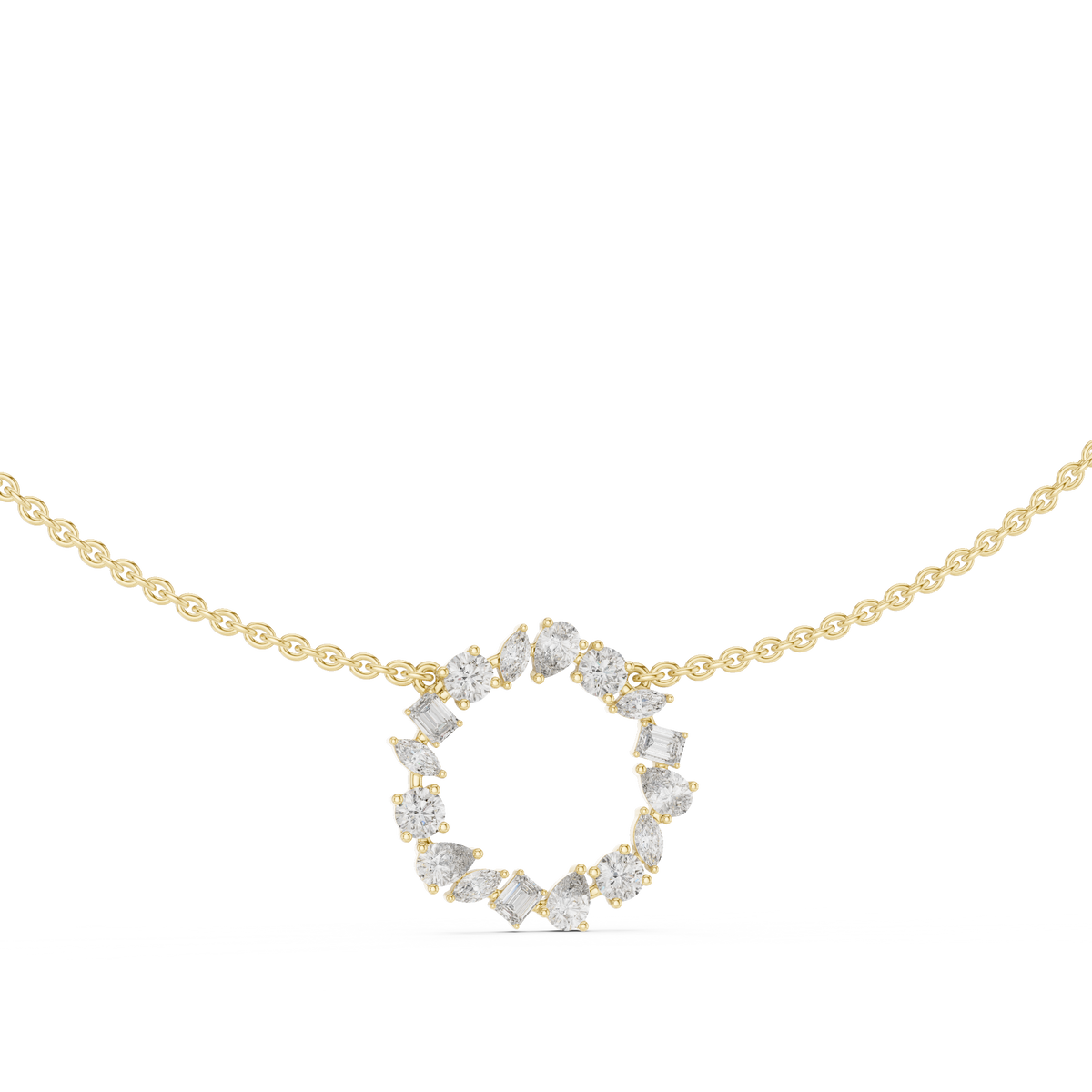The Royal Multi Shape Fancy Cut Circle Lab Grown Diamond Pendant