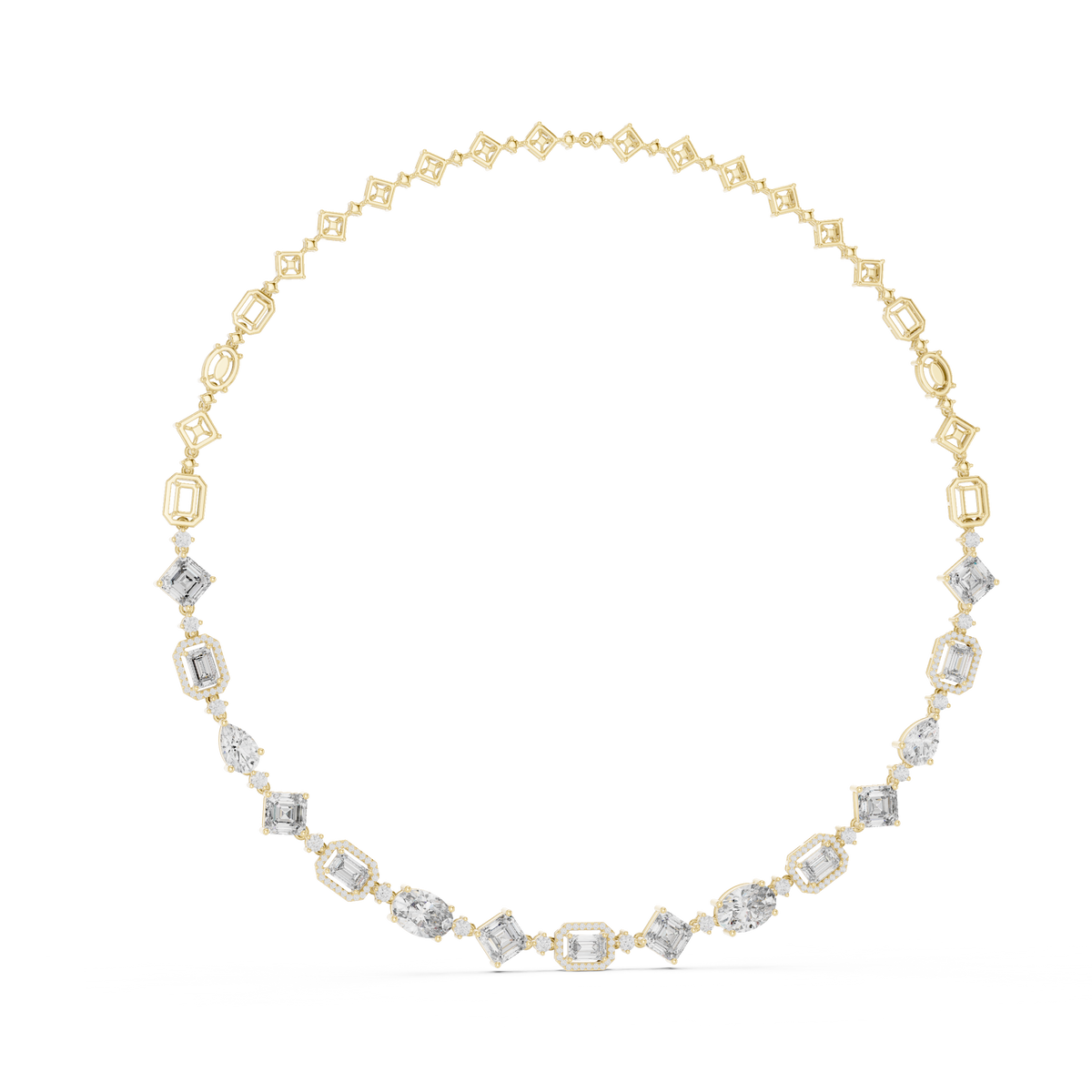 Multi-Shape Halo Station Lab Grown Diamond Collar Necklace