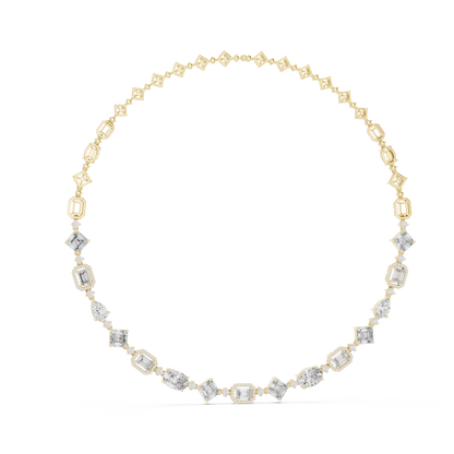 Multi-Shape Halo Station Lab Grown Diamond Collar Necklace