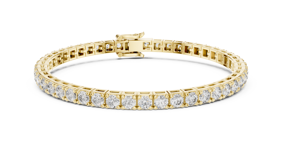 Four Prong Round Lab Grown Diamond Box-Frame Tennis Bracelet.