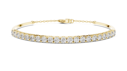 Half-Tennis Chain Hybrid Round Lab Grown Diamond Bangle Bracelet.