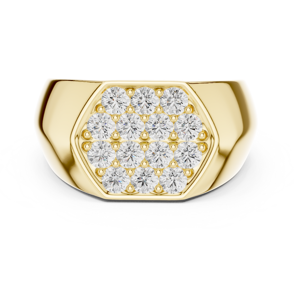 Hexagonal Cluster Pave Round Shape Lab Grown Diamond Ring