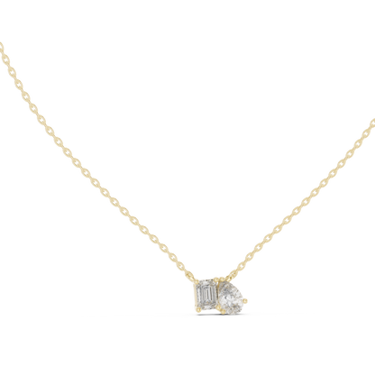 Emerald & Pear Cut Lab Grown Diamond "Toi et Moi" Pendant