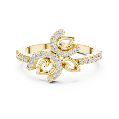 Sculpted Floral Pave Set Lab Grown Diamond Ring