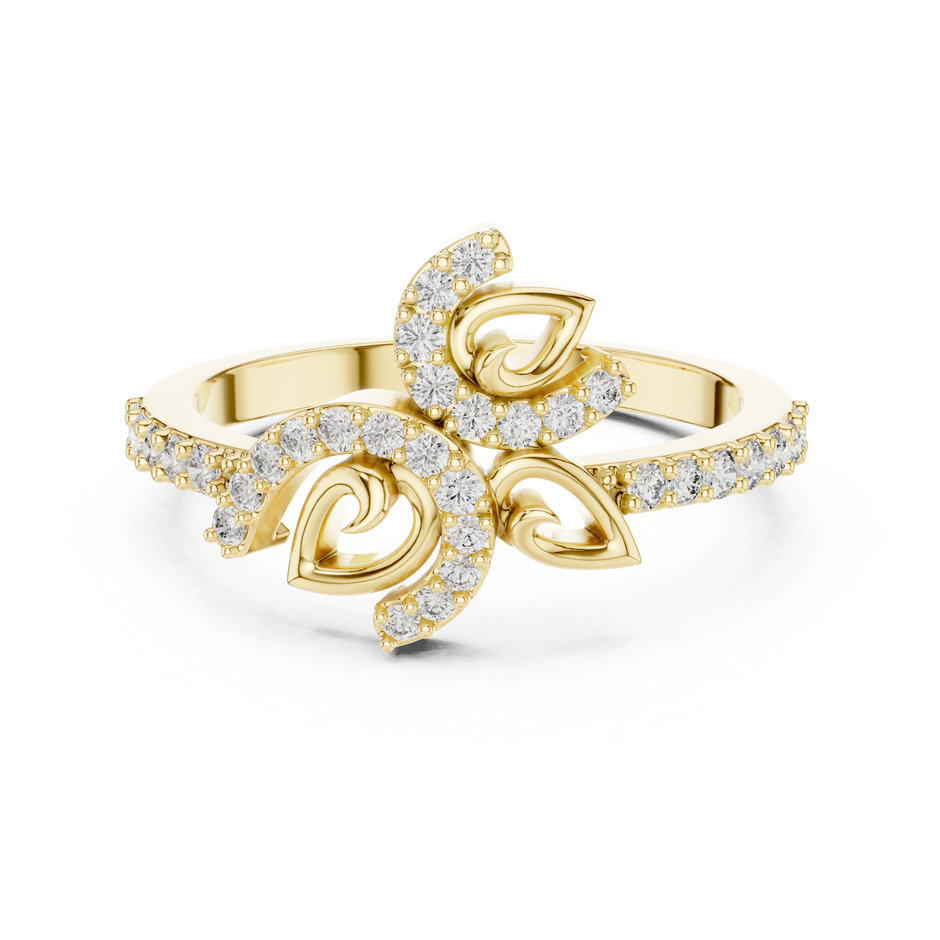 Sculpted Floral Pave Set Lab Grown Diamond Ring