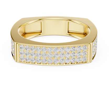 Square Corner Multi Row Pave Round Shape Lab Grown Diamond Ring Geometric Band