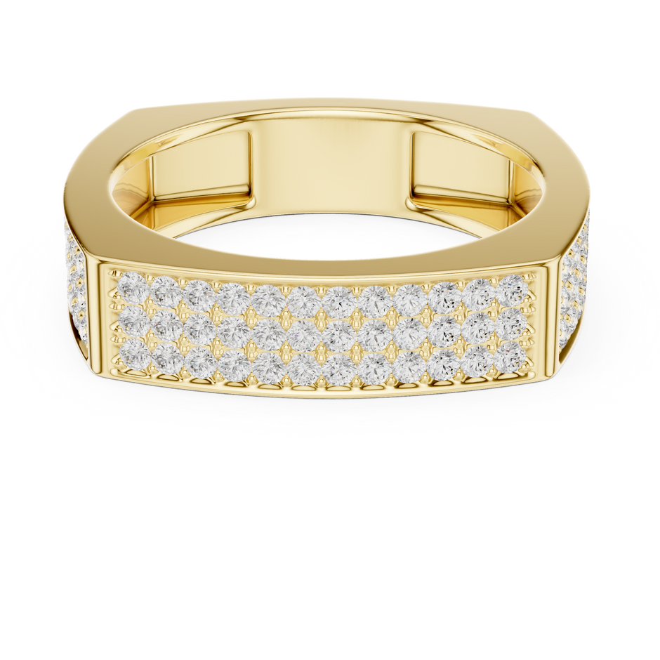 Square Corner Multi Row Pave Round Shape Lab Grown Diamond Ring Geometric Band