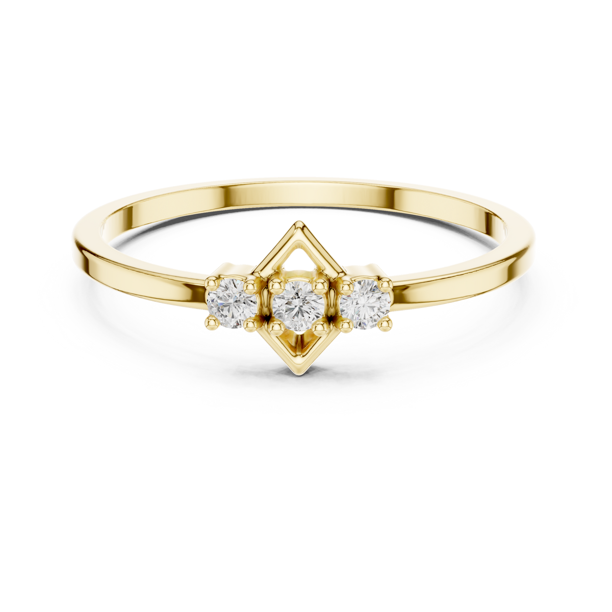 Three-Stone Lab Grown Diamond & Geometric Lozenge Stackable Band