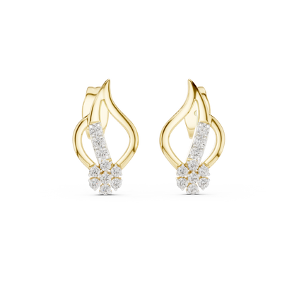 Round Pave Set Leaf Motif Lab Grown Diamond Earring