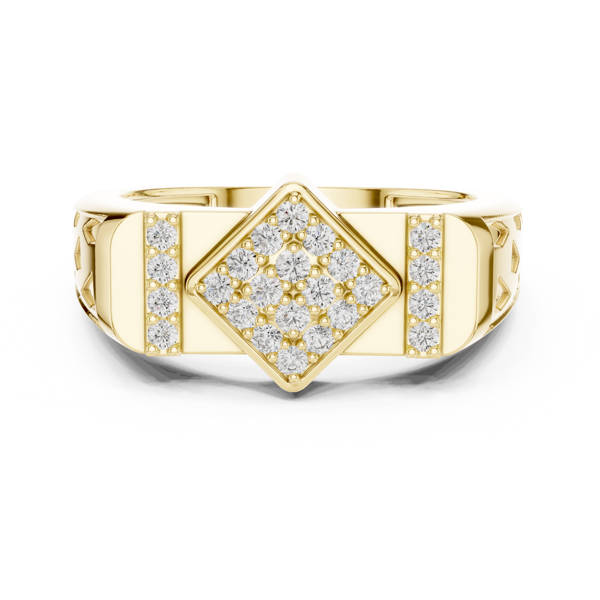 Rhombus Pave Center Openwork Lab Grown Diamond Ring