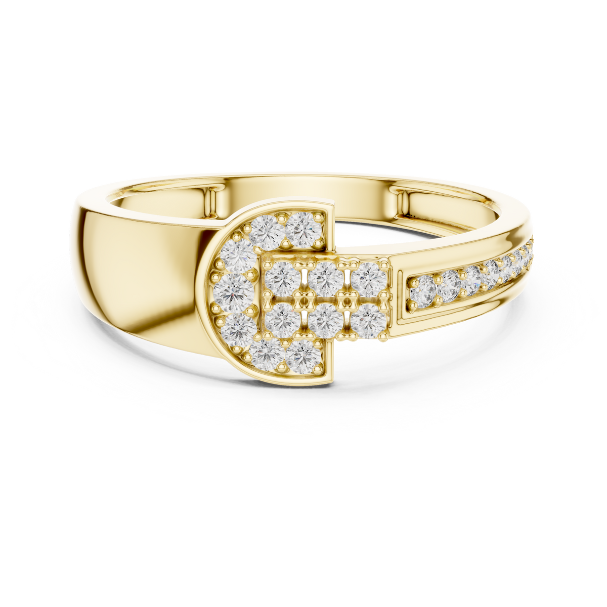 Keyhole G-Motif Center Pave Lab Grown Diamond Ring